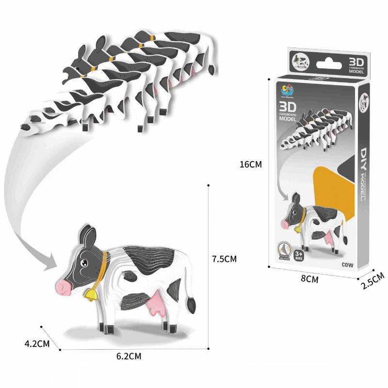 1 Set Kinder Lernspielzeug Montessori Lustiges DIY Manuelle Montage Dreidimensionales Modell Tier 3D Papierpuzzle Spielzeug für Jungen Mädchen