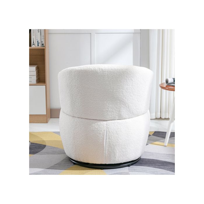 Chaise pivotante en peluche blanche avec coussin lombaire - charge max. 100 kg avec piètement métallique pivotant