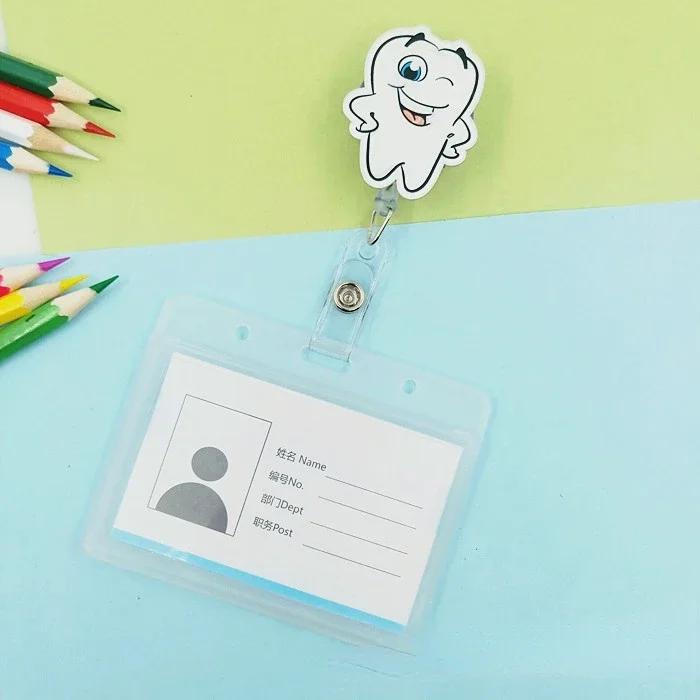 transparent Plastic Doctor Nurse ID Card Sleeve Badge Card Cover Retractable Badge Card Holder cover Protector