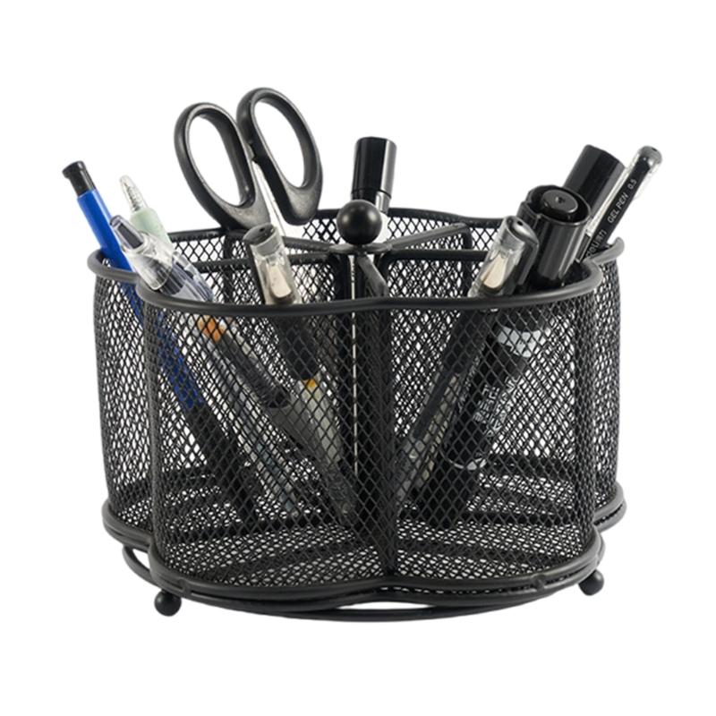 Multifunctional Office Desk Organisers Pen Holder with Keychain Hook, Mesh Pen Holder Space Saving Desk Pen Organiser