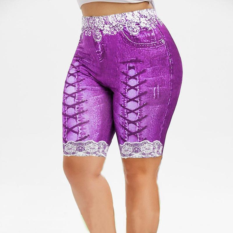 Fashion Plus Size Denim 3D Lace Up 