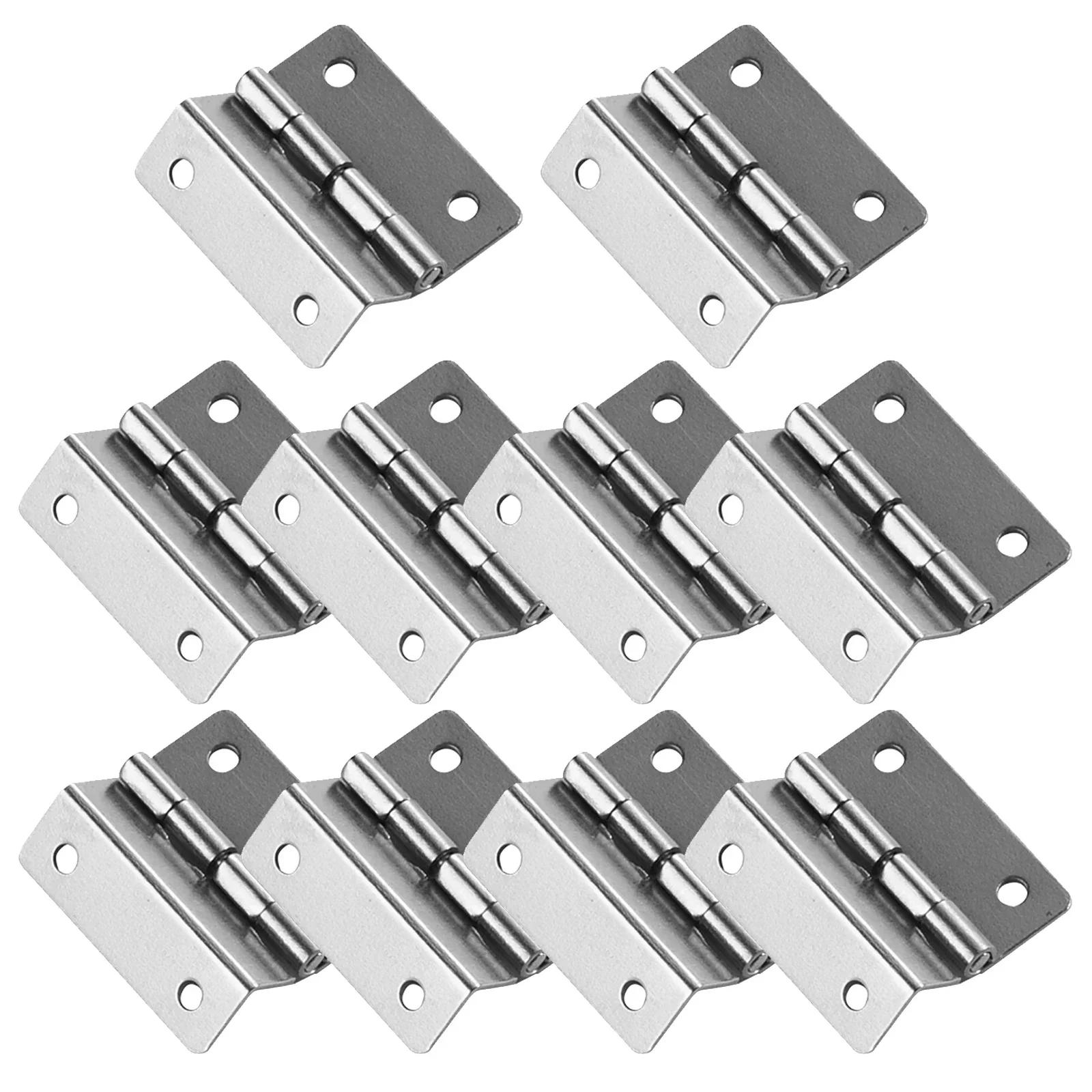 

10pcs Tri-Fold Hinge Cabinet Door Hinge Wooden Box Hinge Nickel Plated Silver Furniture Hardware Accessories