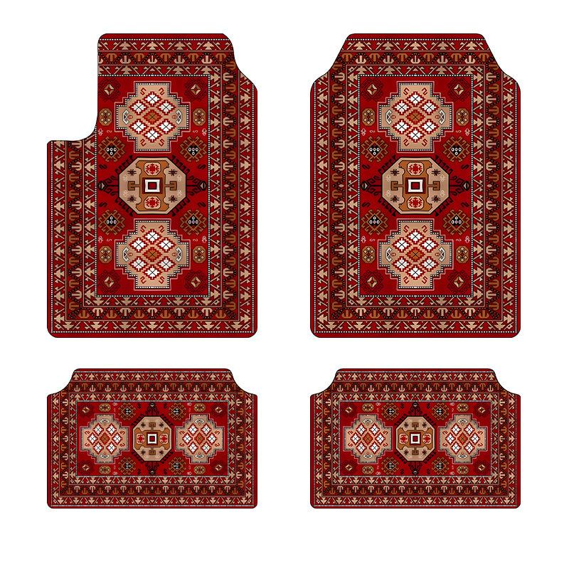 Vintage Persia Kilim Complete Car Foot Mat Machine Made Suede Anti-Skid PVC Bottom Wear Resistant Universal Car Interior Rug