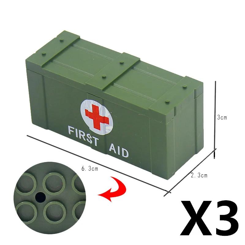 Militär Szene MOC Bausteine Spielzeug Zubehör Soldat Figur Stacheldraht Sandsack Zelt Medizinische Box Kette 30104 Straßensperre K042