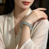 White Green Jade Bangle Bracelet Unique Hand-Carved Chinese Fashion Charm Jewelry Great for Bridesmaid Gift Option