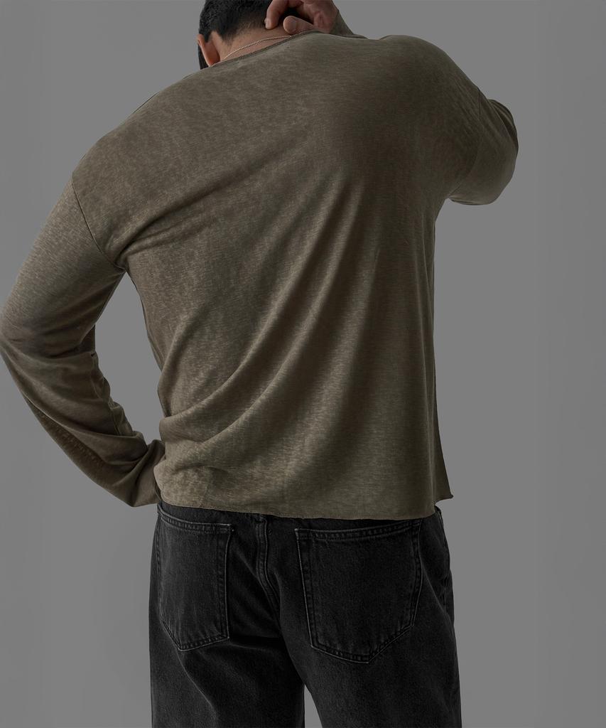 Baulopeulodeogteu Tencel Ribbed Boat Neck Knit Tee [Brown]