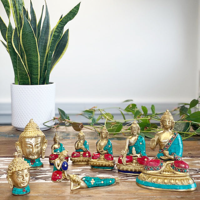 Buddha Head Statue Brass 8 cm