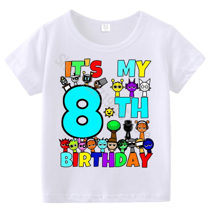 T-shirt Estive a Maniche Corte Stampa Sprunki Incredibox per Bambini Abbigliamento Bambini Ragazzi Ragazze Magliette in Cotone Top Regali per Feste di Compleanno