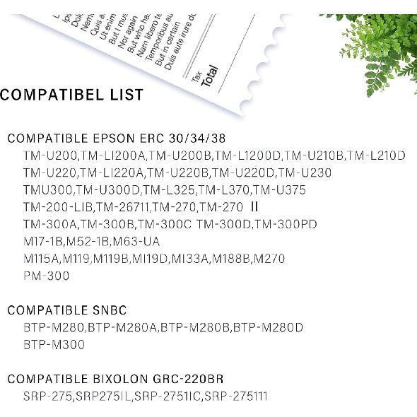 Compatible Ink Ribbon for ERC30 ERC34 ERC38 Black/Red, for POS Receipt & Kitchen Printers, with Advanced Ultrasonic Welding Technology, Individually