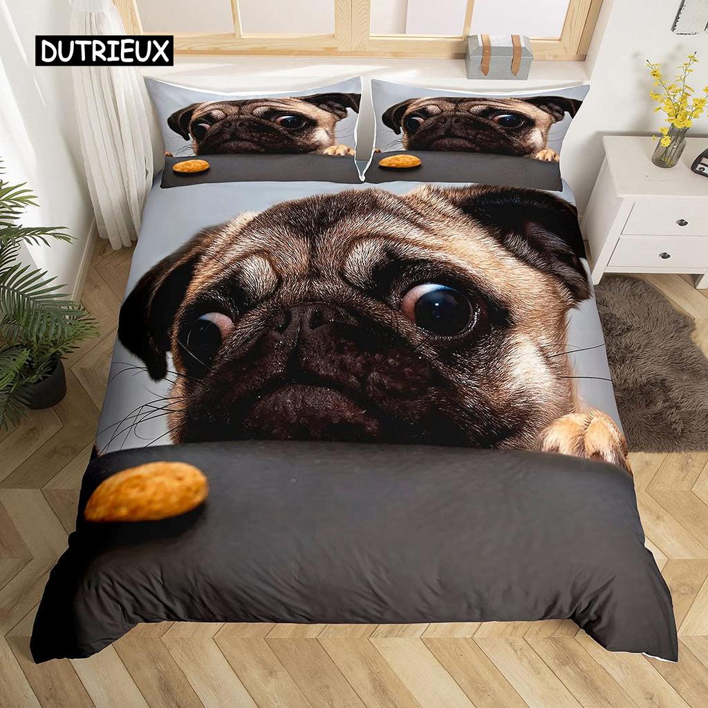 Dog Duvet Cover Set Queen Size Kids Teen Boys Bedding Set Cute Pet Puppy Comforter Cover Animal Theme Quilt Cover for Children