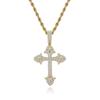 European and American Personalized Retro Cross Pendant Full of Zircon Men's Twist Chain Necklace Jewelry