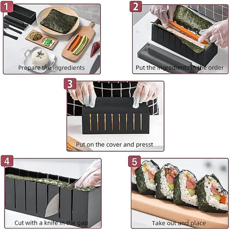 3PCS Sushi Maker Set Machine Seaweed Rice Rolls Mold Roller Kit Vegetable Meat Rolling Tool DIY Rice Ball Moulds Kitchen Tool