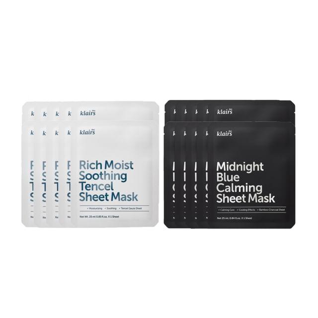 Dear, Klairs - Sheet Mask Bundle Set - 2 Types Rich Moist Soothing Tencel