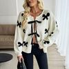 Autumn Women Sweater Ladies Tops Lace-up Bow Pattern Women's Sweater Cardigan Top