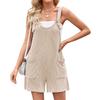 Damen Freizeit Ärmellos Taschen Gerade Locker Träger Kurzer Overall Jumpsuit