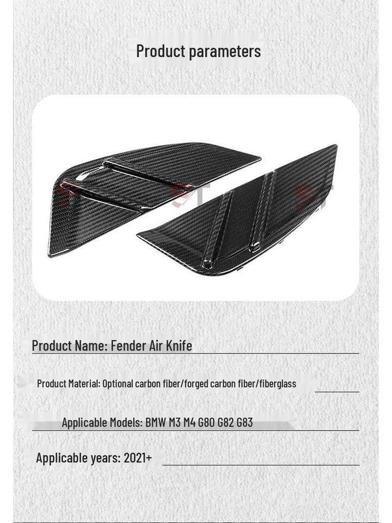 BMW M3 G80, M4 G82/G83 Dry Carbon Fiber Fender Vents - Replacement Side Scoops for Exterior Modification