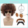 Colorful Coffee Brown Punk Wig For Halloween Parties With Accessories And Hairpieces