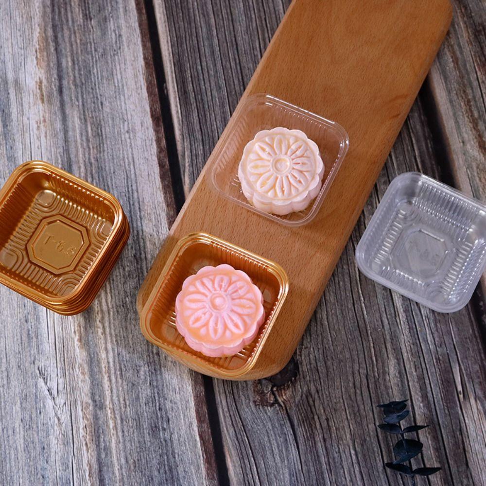 100PCS Plastic Mooncake Packaging Tray Thicken Dessert Plate Mooncake Plastic Inner Tray  Dim Sum