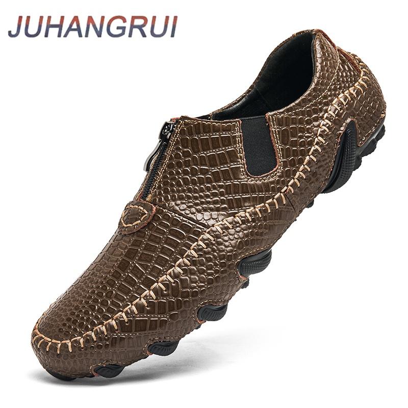 Men Leather Loafer Shoes Fashion New Bean Shoes Outdoor Men's Comfortable Breathable Soft Bottom Driving Shoe Casual Shoe Luxury