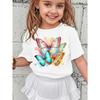 Girls' Butterfly Print Trendy Casual T-Shirt