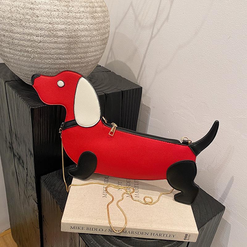 1pcs Creative Fashion Cartoon Dachshund Shoulder Bag Outdoor Travel Casual Crossbody Bag Cute Animal-shaped Handbag