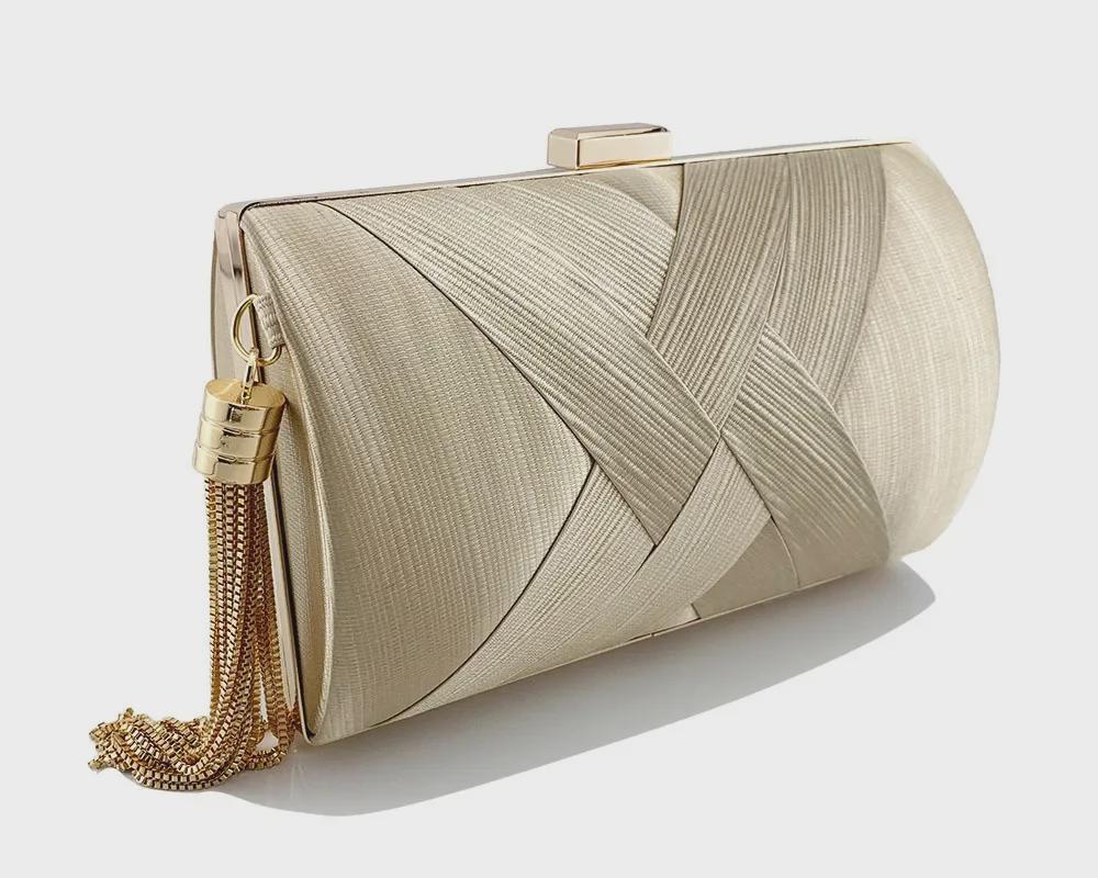 Tassel Woven Metal Evening Clutch Bag
