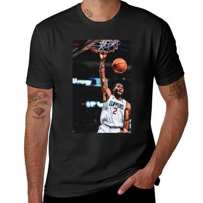 Camiseta Casual de Manga Curta Streetwear NBA Basquete com Estampa Gráfica da Icônica Enterrada de Kawhi Leonard no LA Clippers