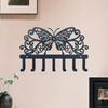 Metal Key Holder Wall Mount Black Butterfly 7 Hooks Organizer for Entryway Office