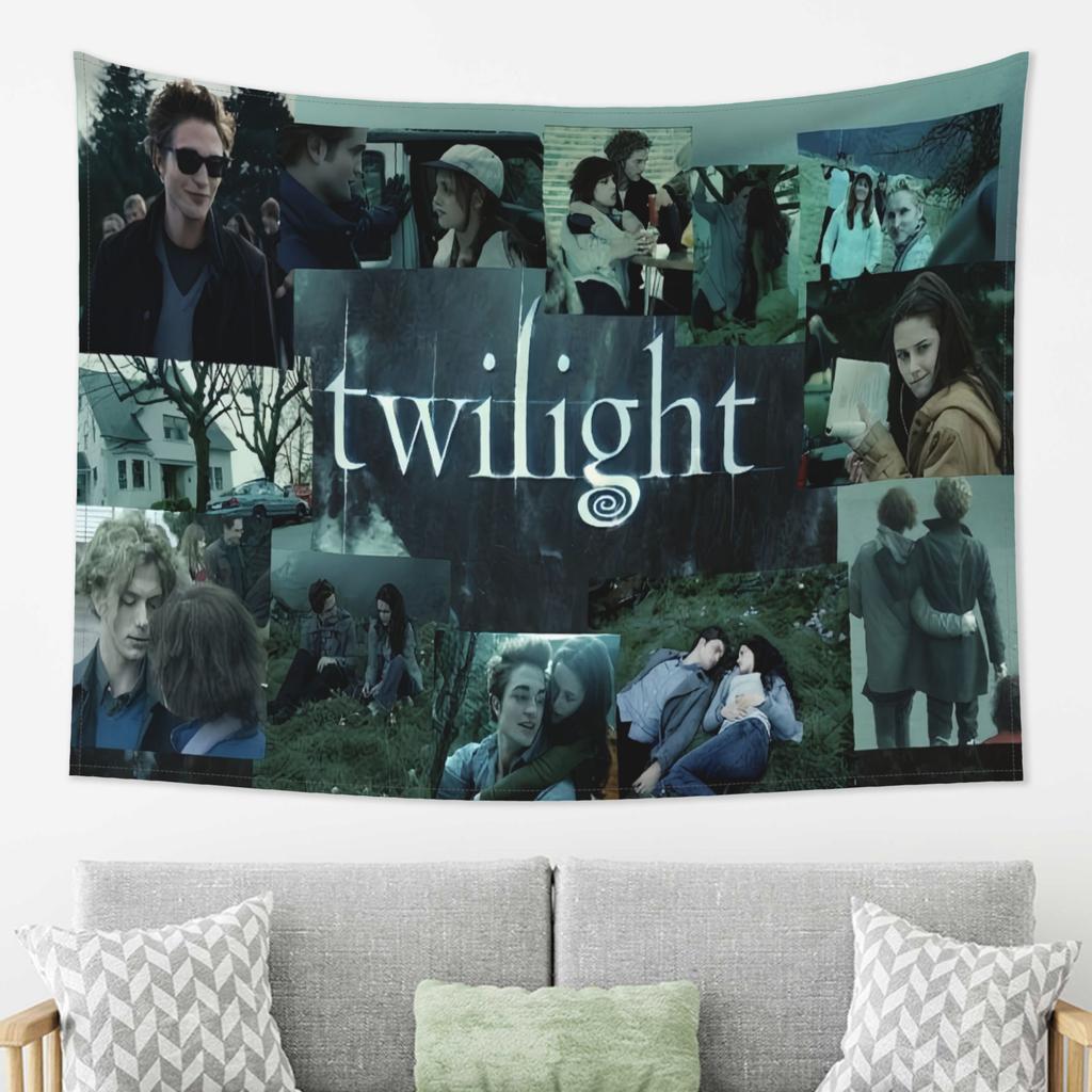 Twilight Collage Tapestry Celebrating Romantic Fantasy with Iconic Movie Scenes Perfect for Home DecorAdding Magical Colors