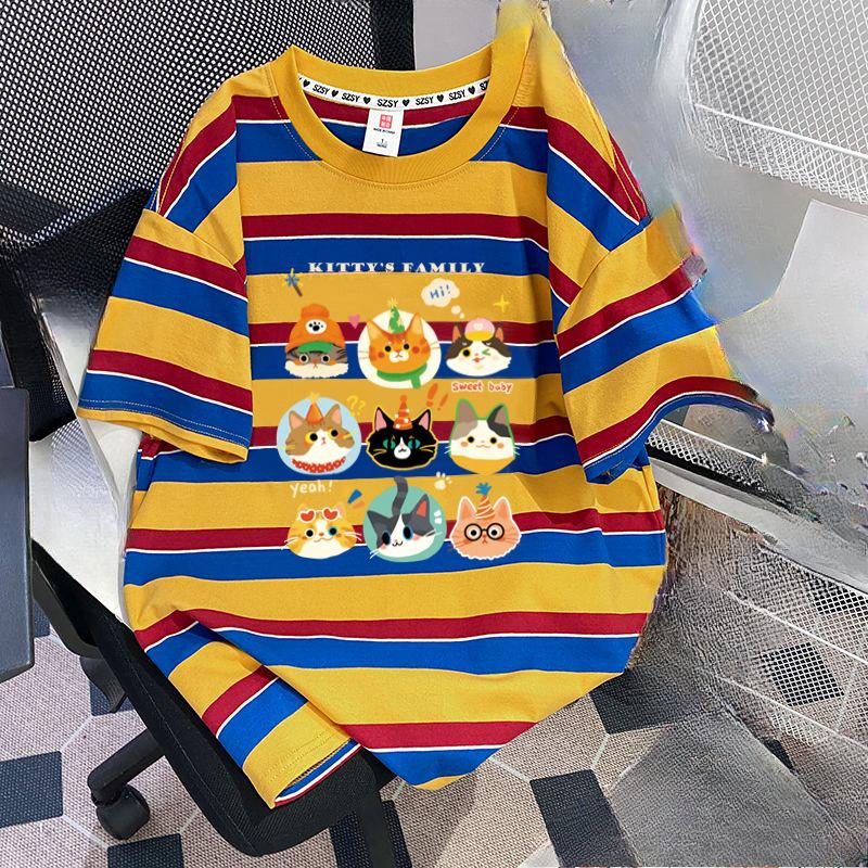 

Очень большая полосатая футболка с короткими рукавами 4XL