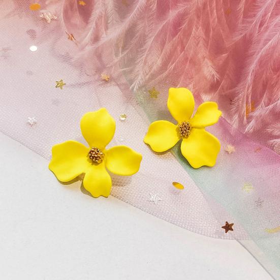 2Pcs Women Earrings Flower Shape Anti Rust Alloy Ear Studs Earrings Jewelry for Party