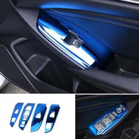 Fit For Honda Accord 2018- Blue Titanium Door Window Lift Switch Cover Trim
