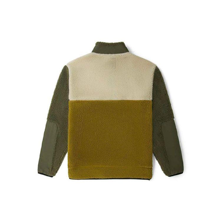 Vans Color Block Sherpa Fleece Jacket Olive Beige Men VN0A54ODZBN