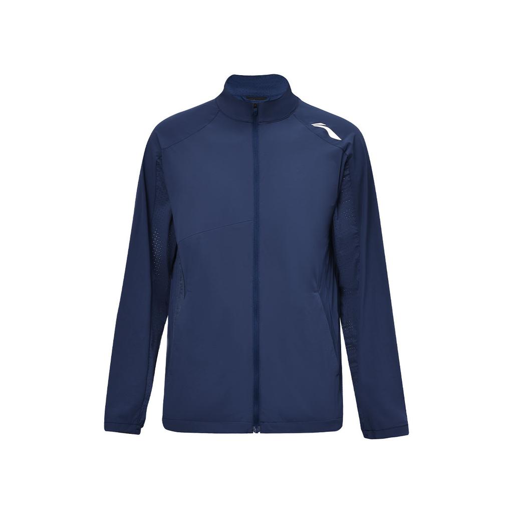Li Ning Tennis Series Solid Color Zipper Stand Collar Comfortable Breathable Versatile Casual Sports Jacket Men Jacket Deep-Navy AFDUD49-2