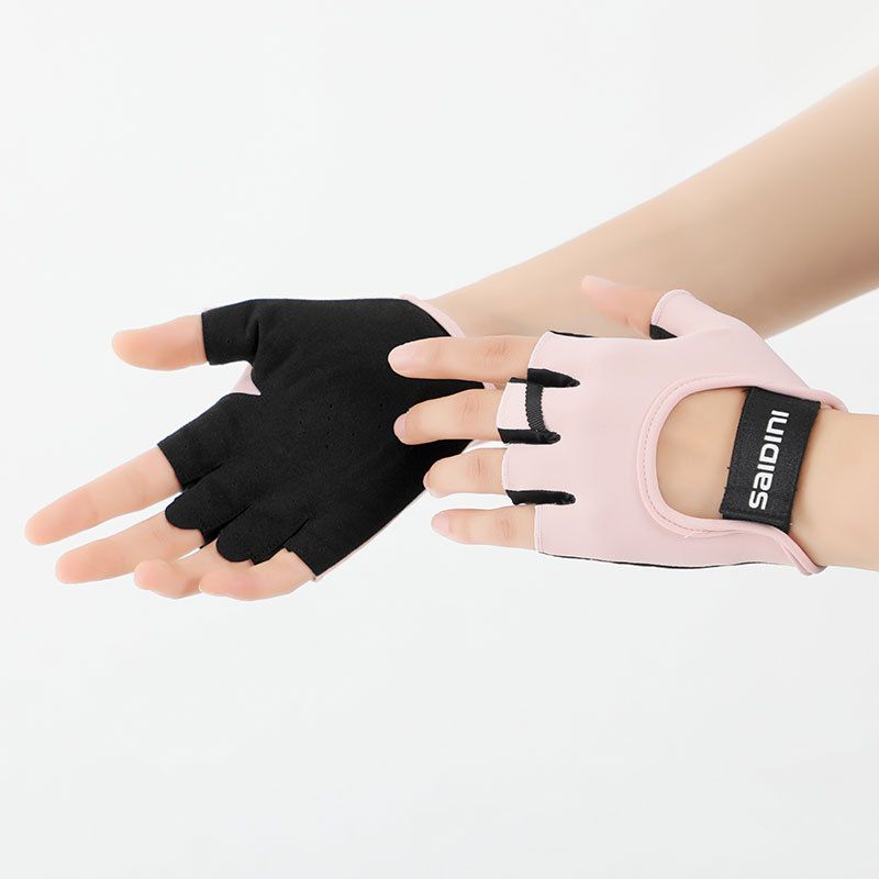 

Lulemon Lulu Half Finger Gloves Non Slip Breathable Sports Yoga Training Iron Riding Fitness Hand Protector Sets Pink fitness S1 S