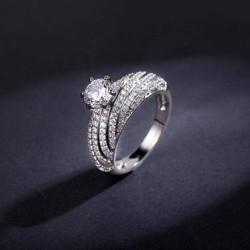 Sace Gems Anello Sovrapposizione Zircone Lega di Rame Croce Gioielli da Donna Matrimonio Promessa Festa Regalo Aperto