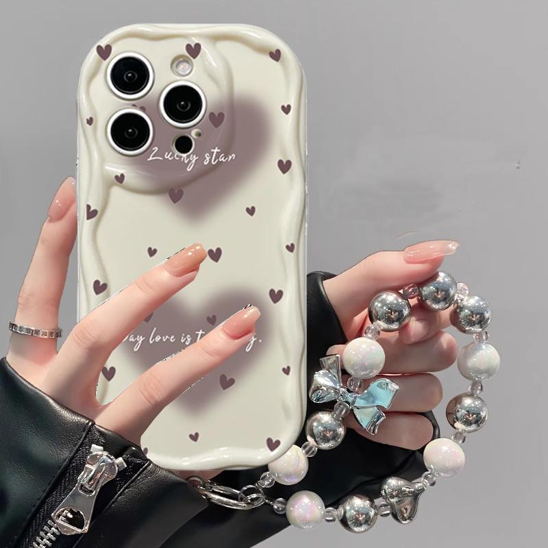 Case For Vivo V60 V40 V50 Lite Y31 5G Y33S Y21S Y28 4G Y17S Y04 Y03 Y29S Y28S Y18 Y400 Bracelet Chain Fashion Love Heart Cover