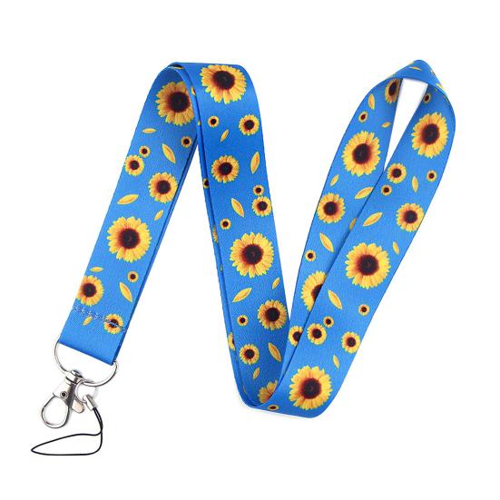 Sunflower Print Card Tag Lanyard Hanging Neck Strap for Mobile Phone Key Chain