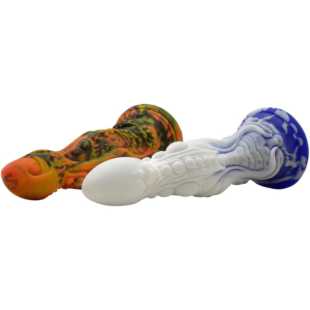 Liquid Silicone Blend Dildo Twin Viper Special Shape Penis Soft Anal Plug Female Adult Viper Special Shape