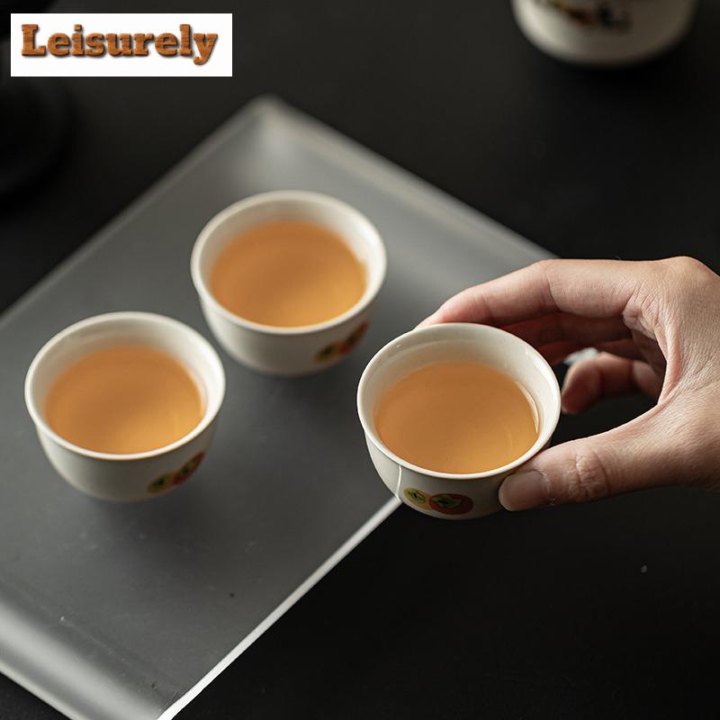 Retro Grasasche Kaki Tee-Set Kit Antikes Tassenset 1 Kanne 3 Tassen Tragbar Reise Teezubereitung Picknick Handtasche Zubehör Geschenke