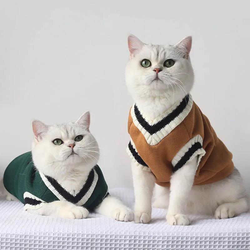Cat Dog Sweater Pullover Winter Pet Clothes for Small Dogs Cat Vest Puppy Jacket Pet Cat Clothing Kitty Costume Ubranka Dla Psa 3