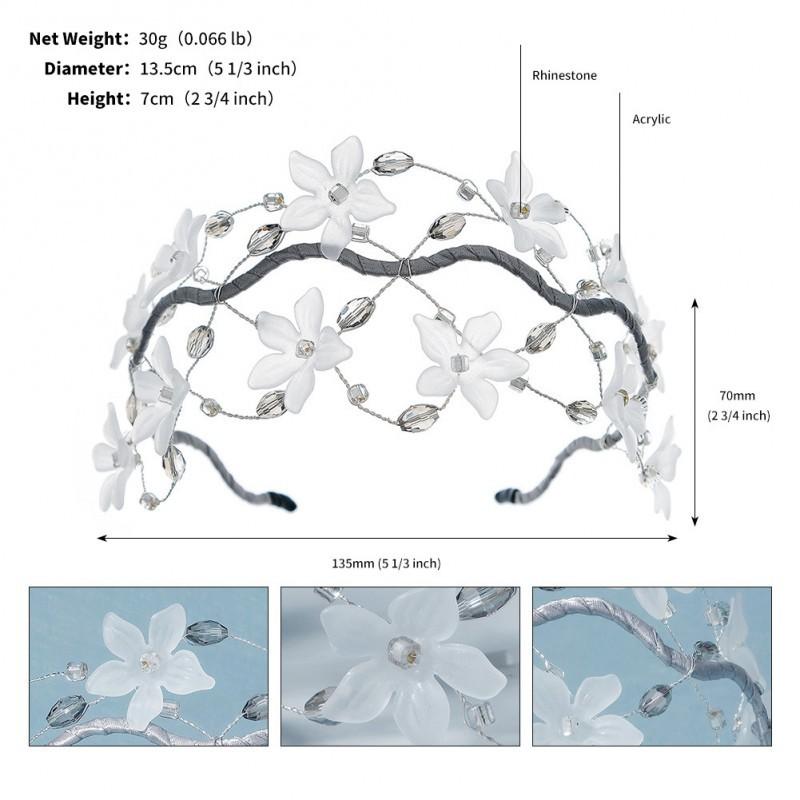 

Handmade Beaded Crystal Headband Crown Bride Wedding Headdress Fairy Beautiful Acrylic Flower