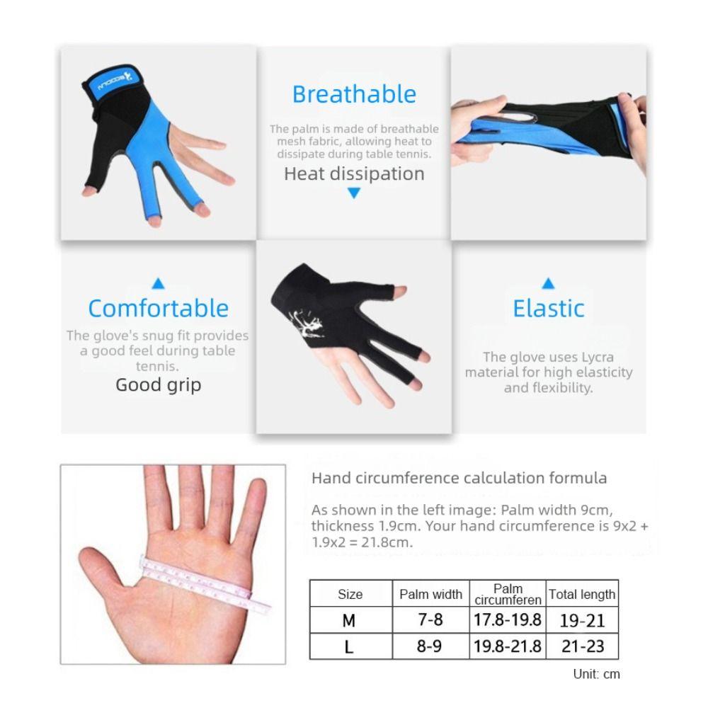 Quick-Drying Three Finger Gloves Breathable Snooker Gloves Professional Billiards Gloves Training