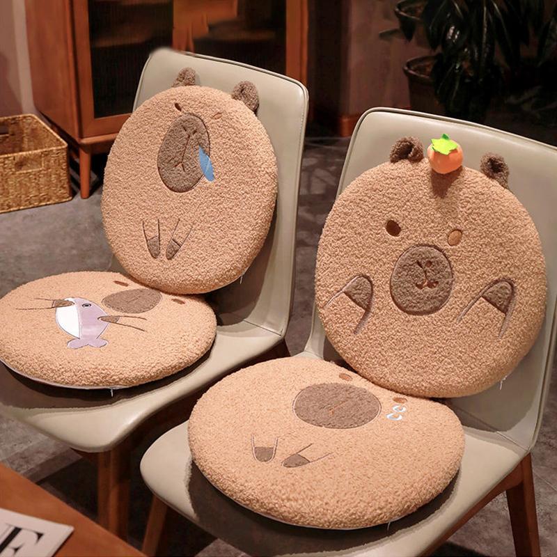 Chair Cushion Cartoon Cute Animal Round Seat Pad Capybara Living Room Seat Cushion with Memory Foam Furniture Accessories