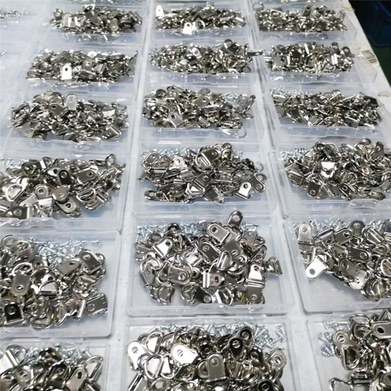 Pack of 100 Single Hole Hangers Metal Triangles D Rings with Screw Painting Hangings Hook Reliable Picture Hangers Set