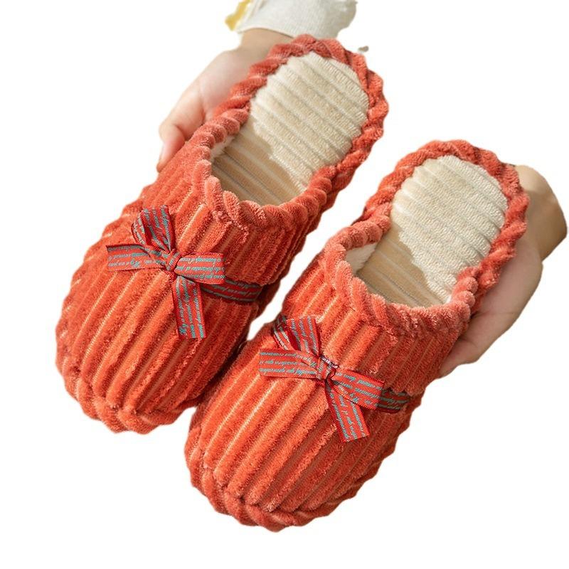 Straight hair cotton slippers indoor couple winter home warm non-slip plush bag and cotton shoes
