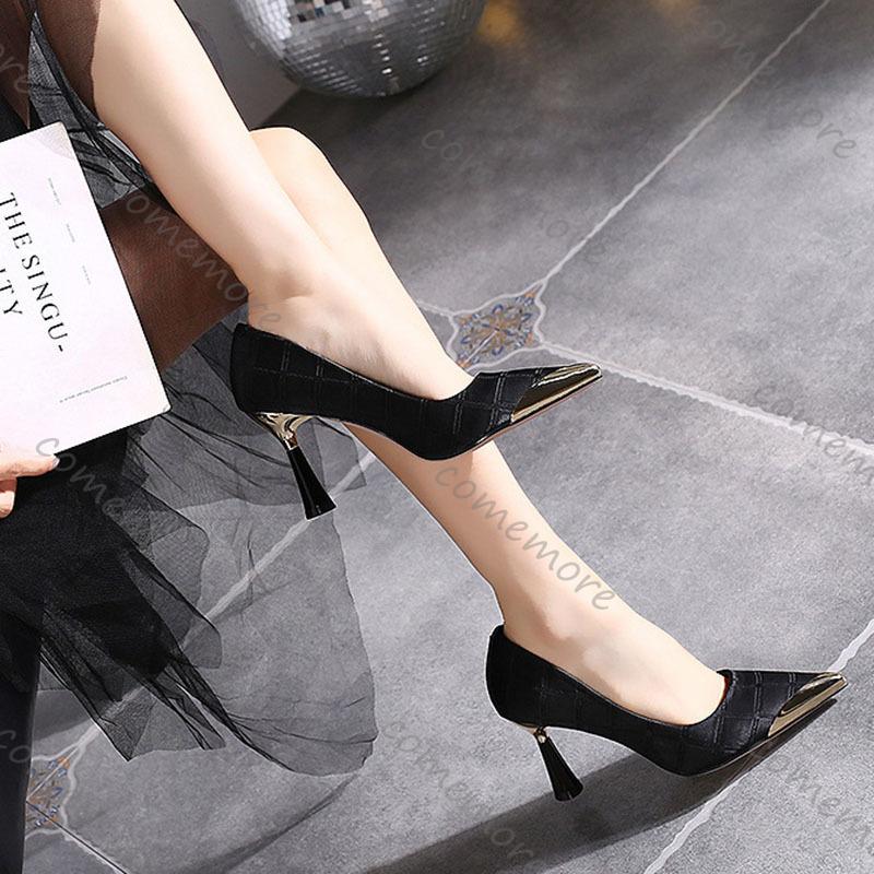 Fashion Comemore Women Pumps Shallow Mouth Single Shoes Female Spring Autumn New Sexy Pointed Toe 8cm High-heeled Fashion Women's Shoes