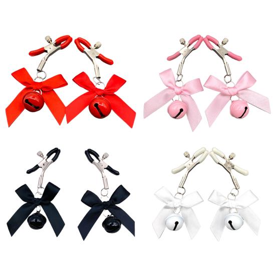 1Pair Breast Clamp Stylish Enjoyment Metal Nipple Screw Clip with Bell for Adult Men and Women