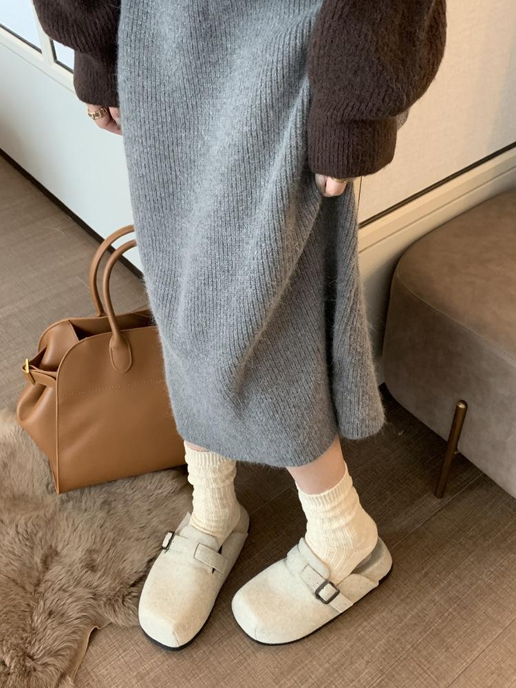 

Европейская и американская повседневная сумка, тапочки с открытой пяткой, женская обувь с большой головой, уродливая, но милая, обувь Boken, осень и зима, новинки, обувь Boken, новые модели 2025 года 40