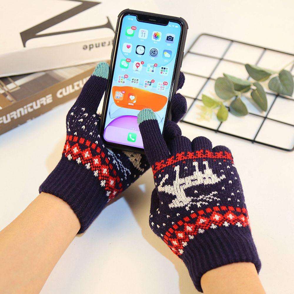 Couple Stretch Ridding Women Men Winter Gloves Knit Mittens  Gloves Christmas Gloves